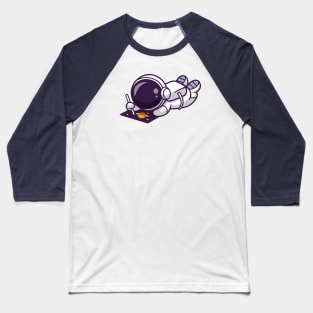 Cute Astronaut Drawing Planet On Paper Cartoon Baseball T-Shirt